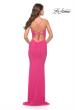 Picture of: Net Jersey Gown with Jeweled Detail in Deep V Neckline in Neon in Hot Pink, Style: 31424, Detail Picture 2