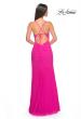 Picture of: Rhinestone Net Prom Dress with High Slit and Bustier Top in Hot Pink, Style: 32328, Detail Picture 2