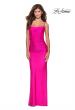 Picture of: Long Ruched Jersey Prom Dress with Thin Straps in Hot Pink, Style: 28398, Detail Picture 3