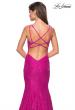 Picture of: Stretch Lace Long Dress with Open Strappy Back in Hot Pink, Style: 27623, Detail Picture 4