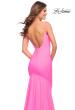 Picture of: Chic Luxe Jersey Gown with Train and V Back in Bright Colors in Hot Pink, Style: 30682, Detail Picture 4