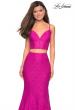 Picture of: Lace Two Piece Gown with Rhinestone Accents in Hot pInk, Style: 27589, Detail Picture 6
