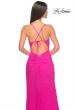 Picture of: Rhinestone Net Prom Dress with High Slit and Bustier Top in Hot Pink, Style: 32328, Detail Picture 6