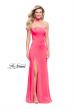 Picture of: Strapless Jersey Prom Dress with Attached Choker in Hot Pink, Style: 25735, Detail Picture 2