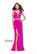 Picture of: Satin Two Piece Prom Dress with Leg Slit and Racer Back in Hot Pink, Style: 25599, Detail Picture 3