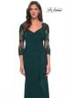 Picture of: Lace and Net Jersey Gown with Illusion Sleeves in Hunter Green, Style: 30384, Detail Picture 9