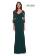 Picture of: Lace and Net Jersey Gown with Illusion Sleeves in Hunter Green, Style: 30384, Detail Picture 1