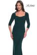 Picture of: Long Jersey Evening Dress with Square Neckline and Sleeves in Hunter Green, Style: 30883, Detail Picture 3