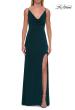 Picture of: Cowl Neck Jersey Gown with Open Back and High Slit in Hunter Green, Style: 33299, Detail Picture 13