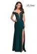 Picture of: Off The Shoulder Gown with Lace Bust and Slit in Hunter Green, Style: 27097, Detail Picture 1