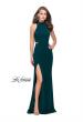 Picture of: Long Jersey Prom Dress with Side Cut Outs and Beading in Hunter Green, Style: 25641, Detail Picture 5