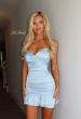 Picture of: Satin Ruffle Hem Lace-Up Mini Dress in Ice Blue, Style 34149, Detail Picture 2