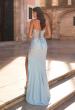Picture of: Strapless Embellished Corset Gown with High Slit and Lace-Up Back in Ice Blue, Style: 33761, Back Picture