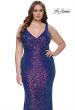 Picture of: Unique Stretch Sequin Plus Gown with V Neckline in Indigo, Style: 32199, Main Picture