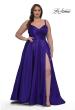Picture of: Simple A-line Mikado Plus Dress with Slit in Indigo , Style: 33075, Main Picture