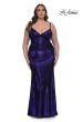 Picture of: Metallic Plus Size Prom Dress with Flattering Ruching in Indigo , Style: 33020, Detail Picture 1