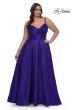Picture of: Simple A-line Mikado Plus Dress with Slit in Indigo , Style: 33075, Detail Picture 1