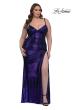 Picture of: Metallic Plus Size Prom Dress with Flattering Ruching in Indigo , Style: 33020, Detail Picture 7