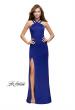 Picture of: High Neck Prom Dress with Halter Double Strap Detail in Indigo, Style: 25883, Main Picture