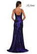 Picture of: Brushed Metallic Jersey Simple Prom Dress with Ruching in Indigo, Style: 32812, Detail Picture 8