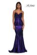 Picture of: Mermaid Metallic Jersey Dress with Draped Neckline in Indigo, Style: 32897, Detail Picture 9