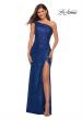 Picture of: One Shoulder Gown in Elegant Soft Sequin Fabric in Indigo, Detail Picture 10