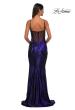 Picture of: Mermaid Metallic Jersey Dress with Draped Neckline in Indigo, Style: 32897, Detail Picture 10