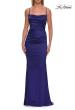 Picture of: Straight Neck Satin Gown with Lace-Up Back in Indigo, Style: 33604, Detail Picture 15