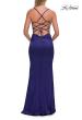 Picture of: Straight Neck Satin Gown with Lace-Up Back in Indigo, Style: 33604, Detail Picture 16