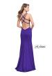 Picture of: Classic Long Evening Gown with Beaded Straps and Slit in Indigo, Style: 25540, Back Picture