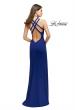 Picture of: High Neck Prom Dress with Halter Double Strap Detail in Indigo, Style: 25883, Back Picture