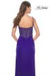 Picture of: Ruched Net Jersey Dress with Bustier Top and Illusion Back in Indigo, Style: 32212, Back Picture