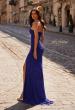 Picture of: Rhinestones Embellished Net Jersey Long Dress in Indigo , Style 32583, Back Picture