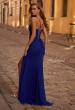 Picture of: Simple Prom Dress with Corset Top and Lace Up Back in Indigo , Style 32966, Back Picture