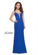 Picture of: Form Fitting Mermaid Prom Dress with Plunging Neckline in Indigo, Style: 25964, Detail Picture 1