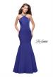 Picture of: Halter Mermaid Prom Dress with Metallic Beading in Indigo, Style: 25763, Detail Picture 2
