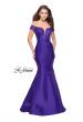 Picture of: Off The Shoulder Mikado Mermaid Gown with Lace in Indigo, Style: 26001, Detail Picture 2