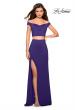 Picture of: Faux Two Piece Long Off the Shoulder Prom Dress in Indigo, Style: 27496, Detail Picture 2