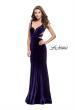 Picture of: Form Fitting Velvet Mermaid Gown with Side Cut Outs in Indigo, Style: 25866, Detail Picture 2