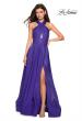 Picture of: Tone Tone Satin Dress with Wrap Around High Neckline in Indigo, Style: 27151, Detail Picture 4
