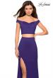 Picture of: Faux Two Piece Long Off the Shoulder Prom Dress in Indigo, Style: 27496, Detail Picture 5