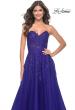 Picture of: Sweetheart Tulle Strapless Gown with Lace Applique in Indigo, Style: 32304, Detail Picture 5