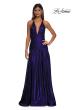 Picture of: Beautiful Long Metallic Net Jersey Gown with Flattering Ruching in Indigo, Style: 32887, Detail Picture 5