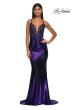 Picture of: Ruched Prom Dress with Metallic Lace and Fabric in Indigo, Style: 33059, Detail Picture 5