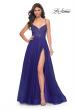 Picture of: Beautiful Rhinestone Beaded Illusion Top Tulle Prom Dress in Blue, Style: 32020, Detail Picture 6