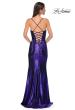 Picture of: Fitted Metallic Jersey Prom Dress with Corset Style Top in Indigo , Style 32877, Detail Picture 6