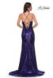 Picture of: Metallic Jersey Dress with Side Ruching and High Slit in Indigo , Style 32884, Detail Picture 6