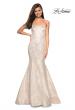 Picture of: Strapless Mermaid Jacquard Prom Dress in Ivory/Gold, Style: 27789, Main Picture