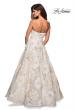 Picture of: Strapless Floral A Line Ball Gown with Pockets in Ivory Gold, Style: 27207, Back Picture