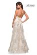 Picture of: Sheer Floral Silk Burnout Prom Dress with Shorts in Ivory Gold, Style: 27547, Back Picture